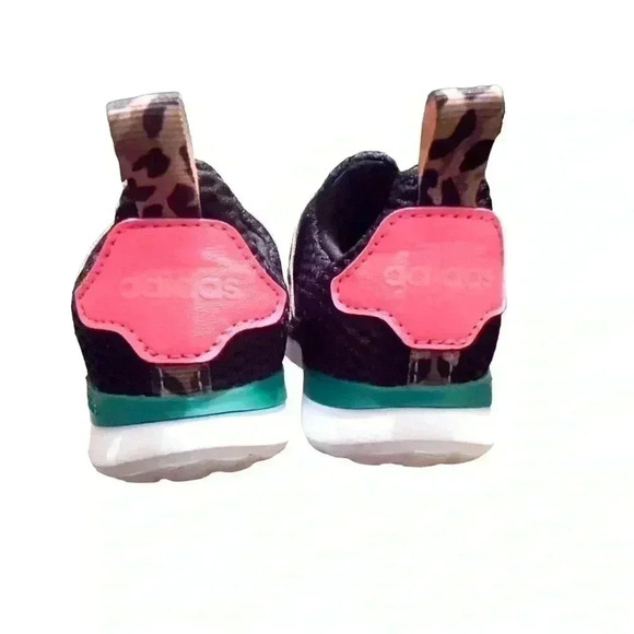Adidas Girls Lite Racer Adapt 4.0 (Toddler) Size 4 Black/Pink/Green/Cheetah - Picture 5 of 8